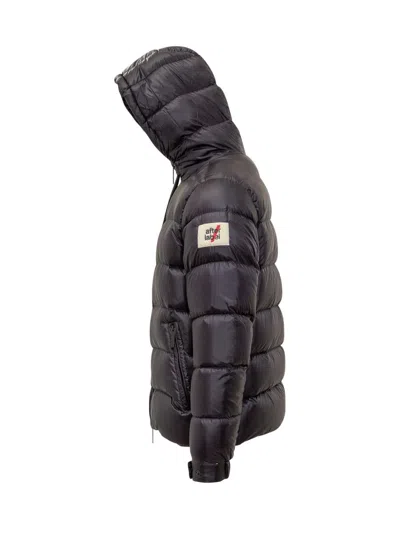 After Label Black  Down Jacket With Hood In Black