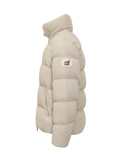 After Label Beige  Down Jacket With Button Closure In Gold