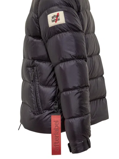 After Label Black  Down Jacket With Hood In Black