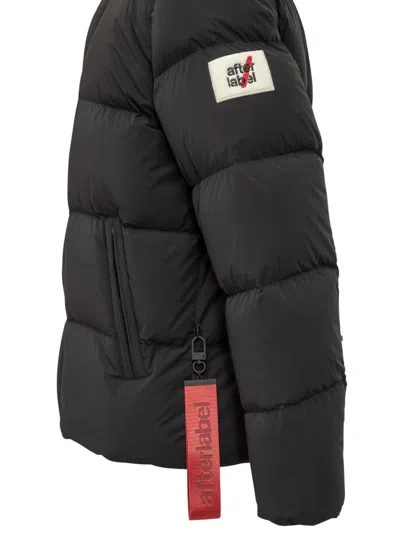 After Label Black  Down Jacket With Button Closure In Black
