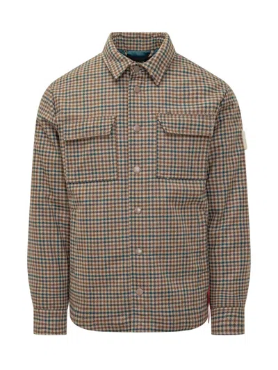 After Label Check Beige And Green Overshirt In Brown