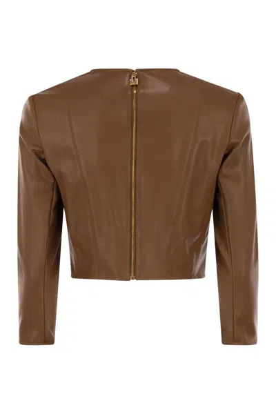 Elisabetta Franchi Top With Necklace And Charm In Brown