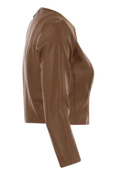 Elisabetta Franchi Top With Necklace And Charm In Brown