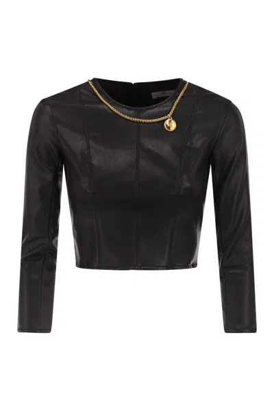 Elisabetta Franchi Top With Necklace And Charm In Black