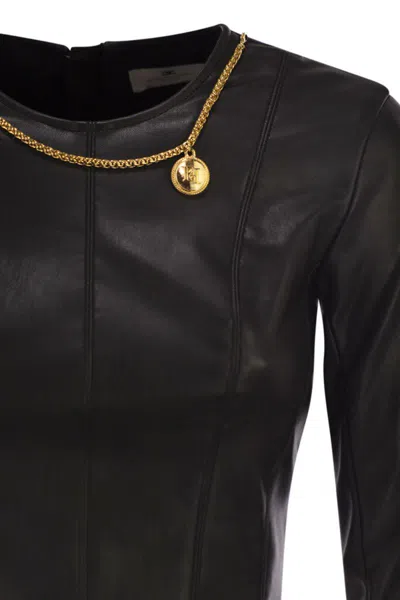 Elisabetta Franchi Top With Necklace And Charm In Black
