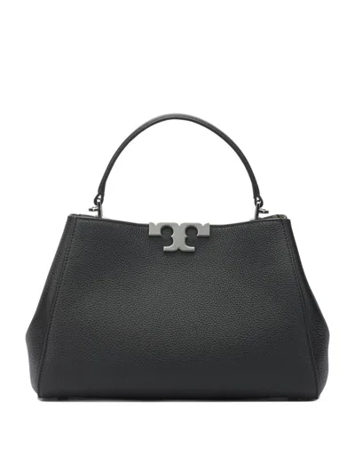 Tory Burch Eleanor Mini Satchel In Hammered Leather Black In Black