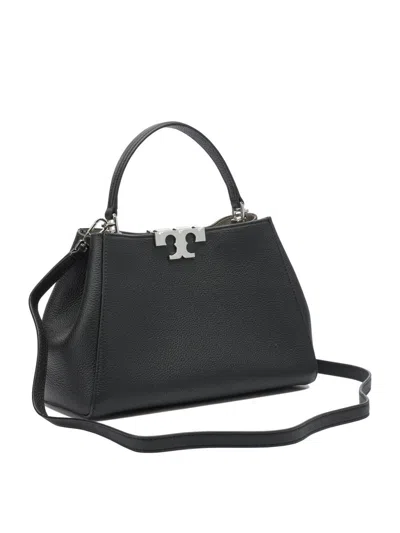Tory Burch Eleanor Mini Satchel In Hammered Leather Black In Black