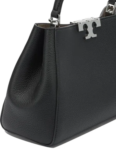 Tory Burch Eleanor Mini Satchel In Hammered Leather Black In Black