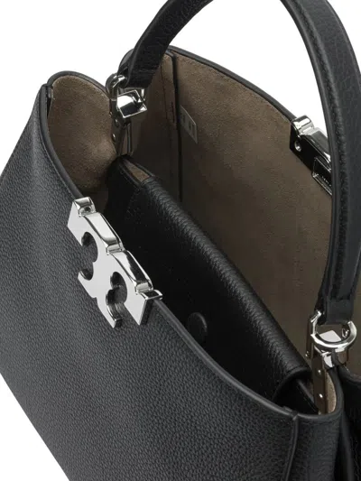 Tory Burch Eleanor Mini Satchel In Hammered Leather Black In Black