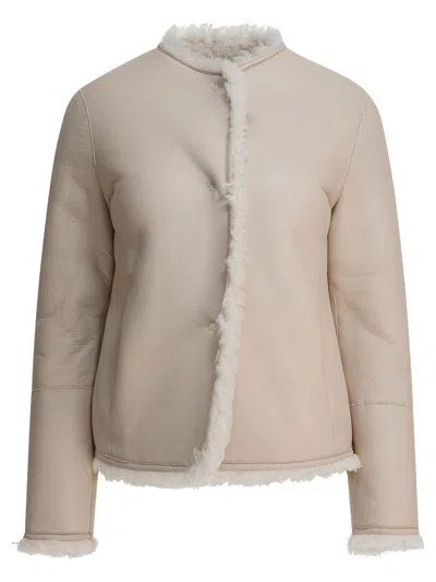 Furling By Giani Beige Calfskin Jacket In Neutral