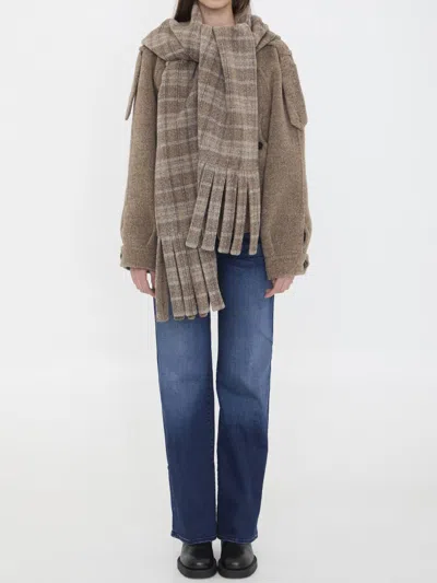 Burberry Wool-blend Jacket With Scarf In Brown