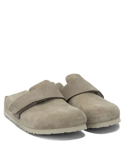Birkenstock Soft Suede Mules With Velcro Strap In Multi