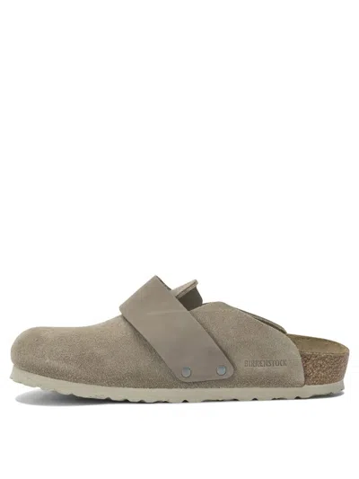 Birkenstock Soft Suede Mules With Velcro Strap In Multi