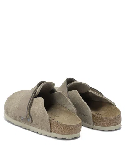 Birkenstock Soft Suede Mules With Velcro Strap In Multi