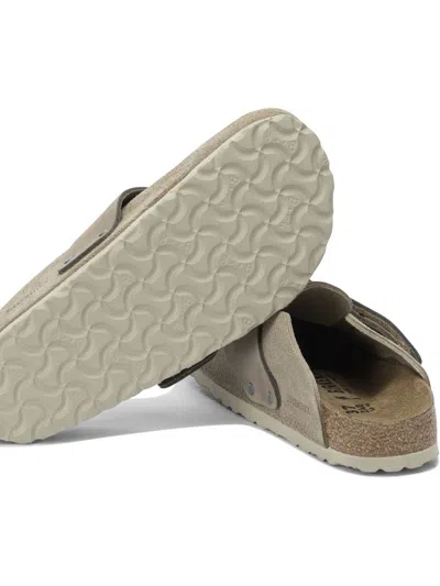 Birkenstock Soft Suede Mules With Velcro Strap In Multi