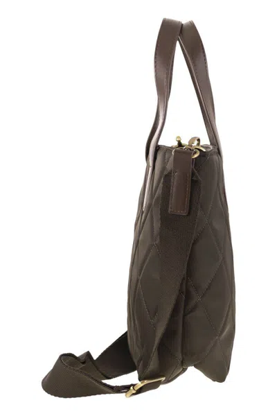 Barbour Mini Quilted Tote Bag In Brown