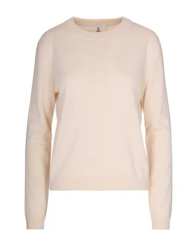 Patrizia Pepe Maglia Essential In Lana Con Dettagli In Lurex Wooly White In Neutral
