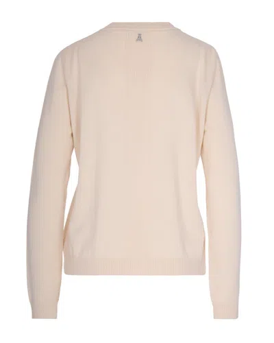 Patrizia Pepe Maglia Essential In Lana Con Dettagli In Lurex Wooly White In Neutral
