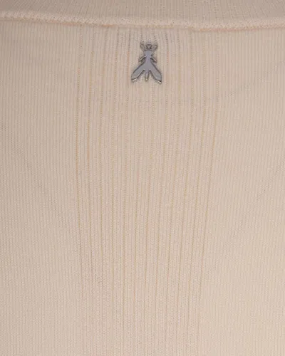 Patrizia Pepe Maglia Essential In Lana Con Dettagli In Lurex Wooly White In Neutral