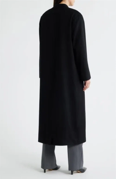 Fleurette Layla Double Breasted Wool Coat In Black