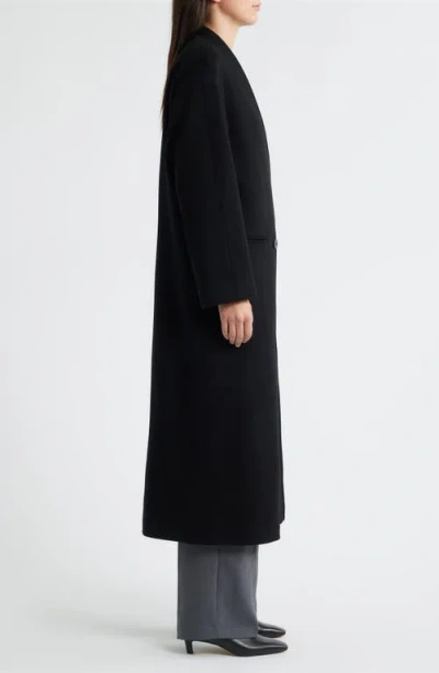 Fleurette Layla Double Breasted Wool Coat In Black