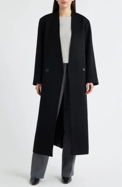 Fleurette Layla Double Breasted Wool Coat In Black