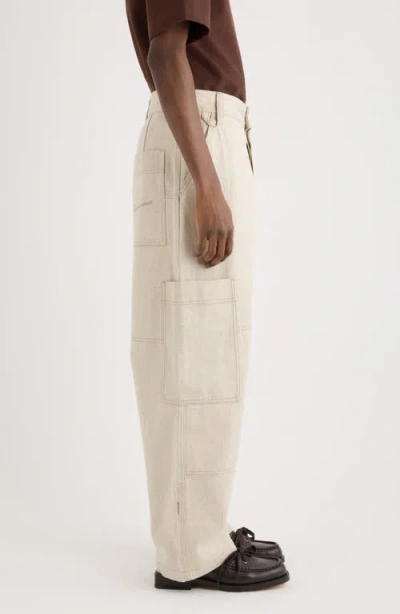 Jacquemus Le Cargo De-nîmes Carre Cargo Jeans In Animal Print