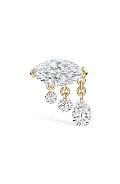Maria Tash Triple Teardrop Marquise Diamond Threaded Single Stud Earring In Gold