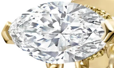 Maria Tash Triple Teardrop Marquise Diamond Threaded Single Stud Earring In Gold