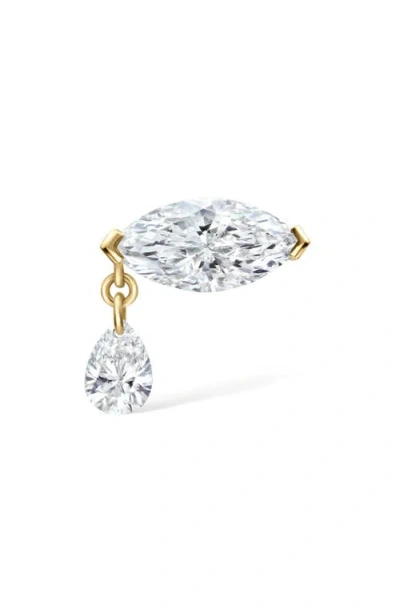 Maria Tash Single Teardrop Marquise Diamond Threaded Single Stud Earring In Gold