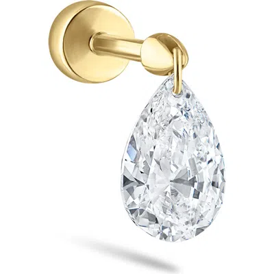 Maria Tash Floating Pear Diamond Charm Single Threaded Stud Earring In Gold