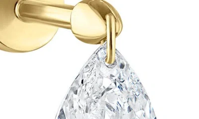 Maria Tash Floating Pear Diamond Charm Single Threaded Stud Earring In Gold