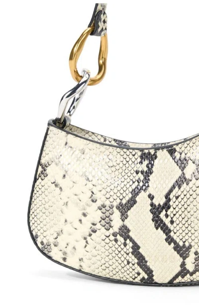 Staud Ollie Curved Python-embossed Leather Shoulder Bag In Pink