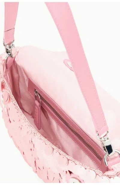 Staud Timmy Leather-trimmed Sequined Satin Shoulder Bag In Orange