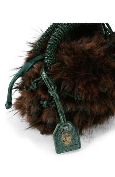 Kurt Geiger Womens Green Oth Macrame Small Faux-fur Grab Bag In Brown
