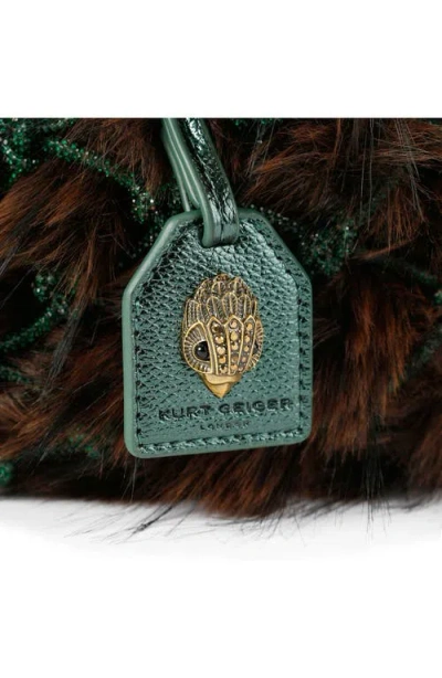 Kurt Geiger Womens Green Oth Macrame Small Faux-fur Grab Bag In Brown