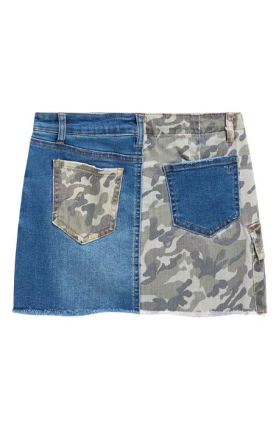 Tractr Kids' Colorblock Camo Print & Denim Skirt In Animal Print