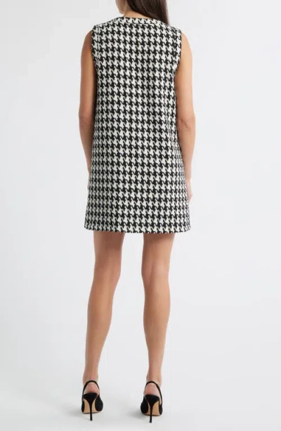 Zoe And Claire Houndstooth Check Shift Minidress In Animal Print