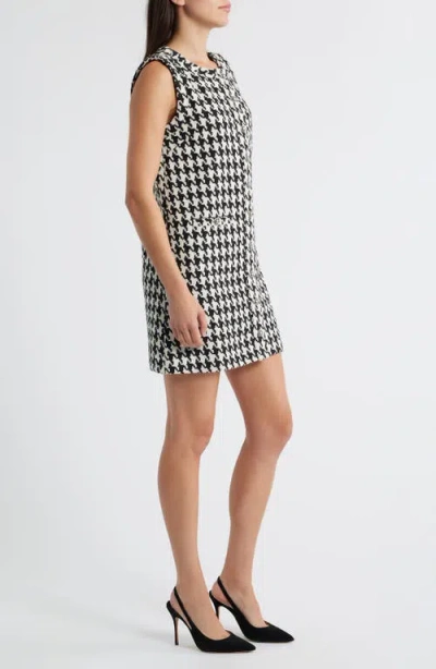 Zoe And Claire Houndstooth Check Shift Minidress In Animal Print