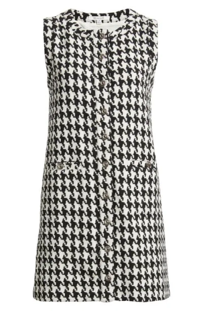 Zoe And Claire Houndstooth Check Shift Minidress In Animal Print