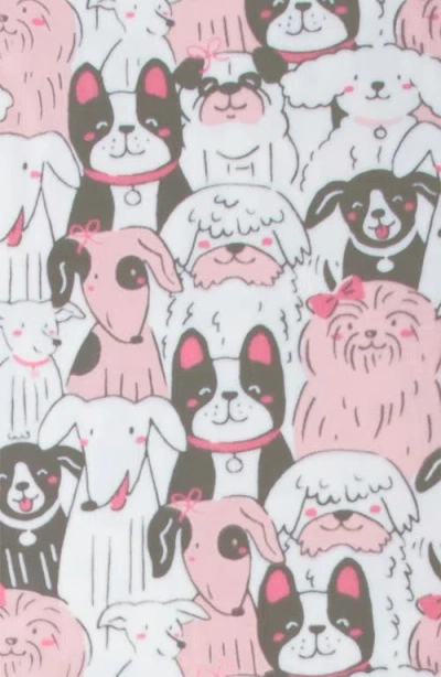 Munki Munki Kids' Puppy Pile Fitted Two-piece Pajamas In Animal Print