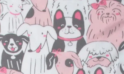 Munki Munki Kids' Puppy Pile Fitted Two-piece Pajamas In Animal Print