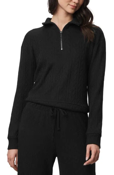 Splendid Sweater Soft Quarter Zip Sweatshirt In Black