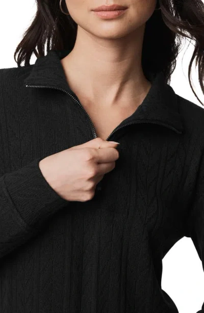 Splendid Sweater Soft Quarter Zip Sweatshirt In Black