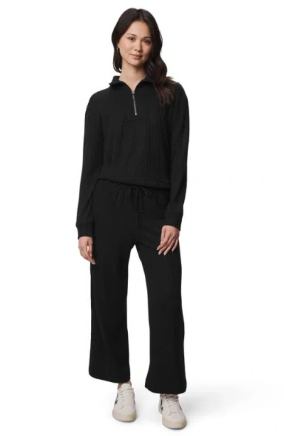 Splendid Sweater Soft Quarter Zip Sweatshirt In Black