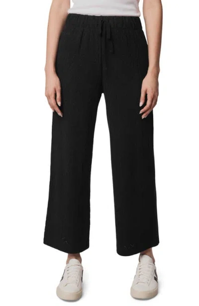 Splendid Pointelle Drawstring Crop Sweater Pants In Black