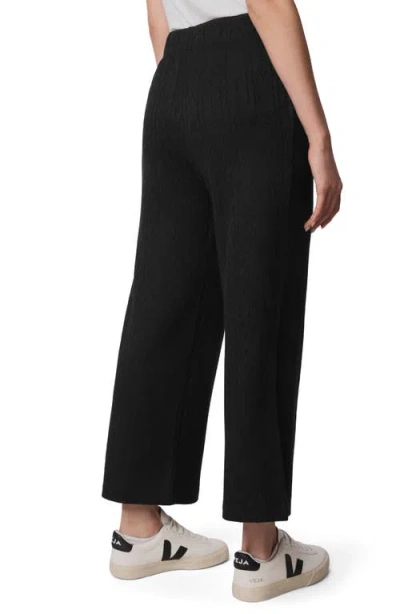 Splendid Pointelle Drawstring Crop Sweater Pants In Black