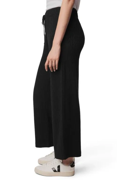 Splendid Pointelle Drawstring Crop Sweater Pants In Black