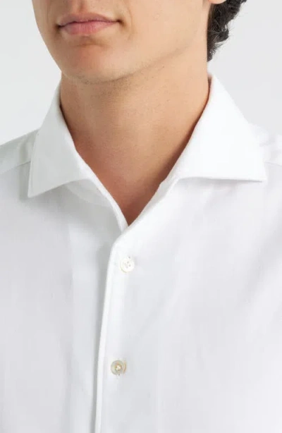 Emanuel Berg Modern Fit Flannel Dress Shirt In White