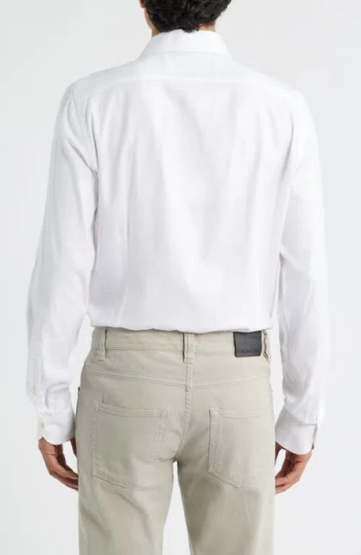 Emanuel Berg Modern Fit Flannel Dress Shirt In White